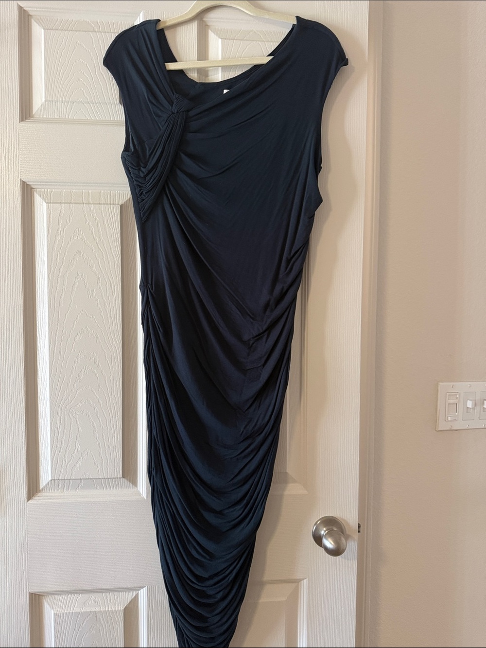 Bailey 44 Anthropologie Dress Ruched Jersey Bodycon Pencil Cap Sleeve